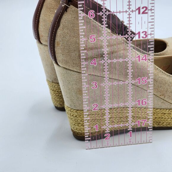 Aldo Natural Canvas Ankle Strap Wedge Heels Size 8.5 - Picture 10 of 10